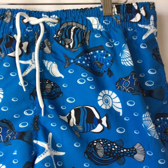 Trunks Surf & Swim Blue Fish Elastic Waist Size Medium - Picture 3 of 12